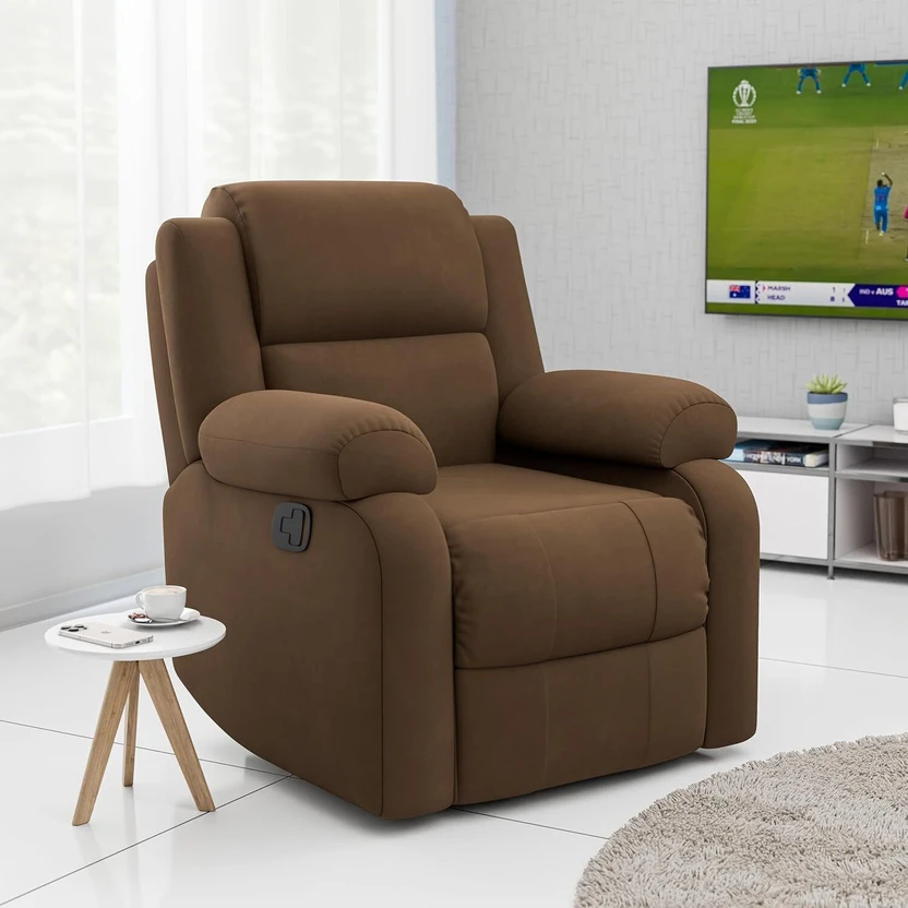 GREEN SOUL Comfy |Single Seater Recliner Sofa with Suede Fabric| ...more