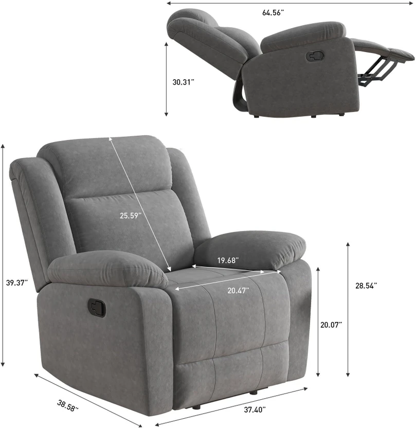 Friends Life Fabric Manual Recliner (Finish Color - Grey Gr, DIY(...more