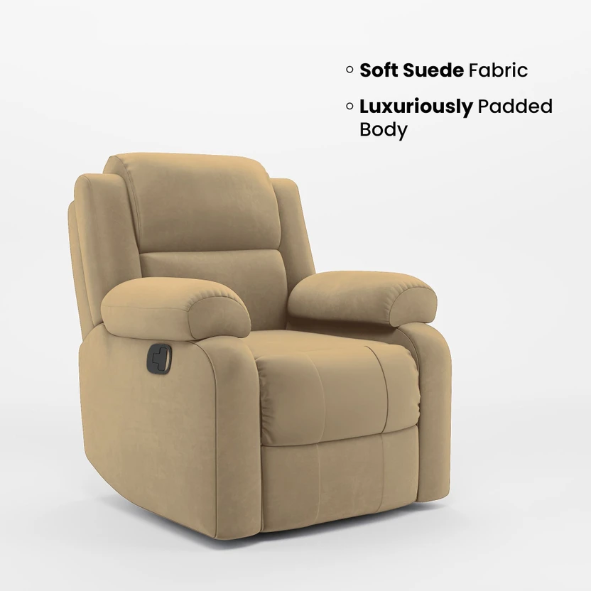GREEN SOUL Comfy|Single Seater Recliner Sofa with Suede Fabric|Re...more