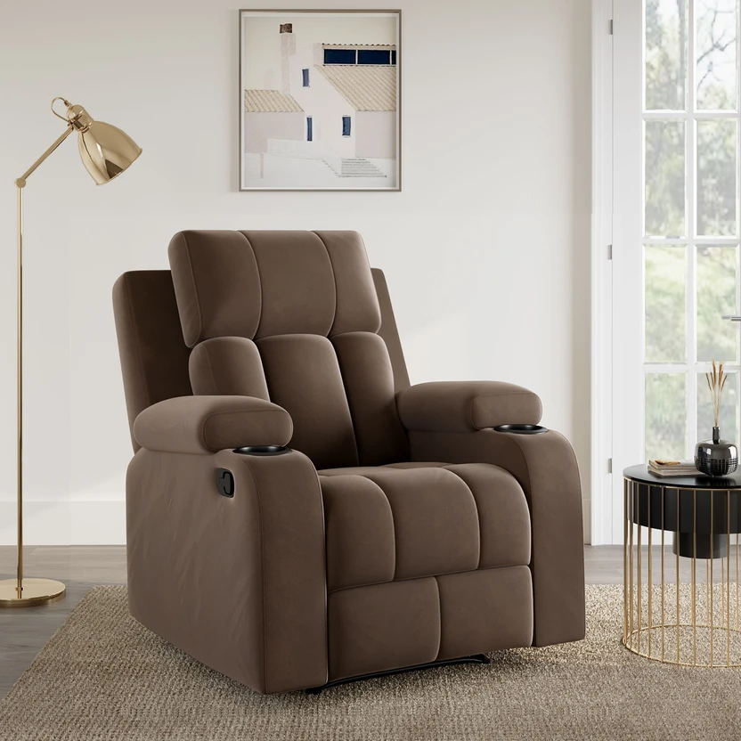 SNUZSPACE Fabric Manual Recliner (Finish Color - Brown, DIY(Do-It...more