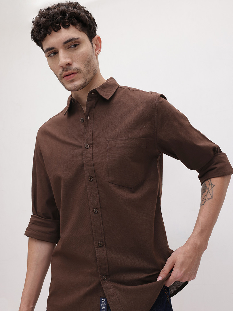Roadster The Life Co. Spread Collar Pure Cotton Casual Shirt