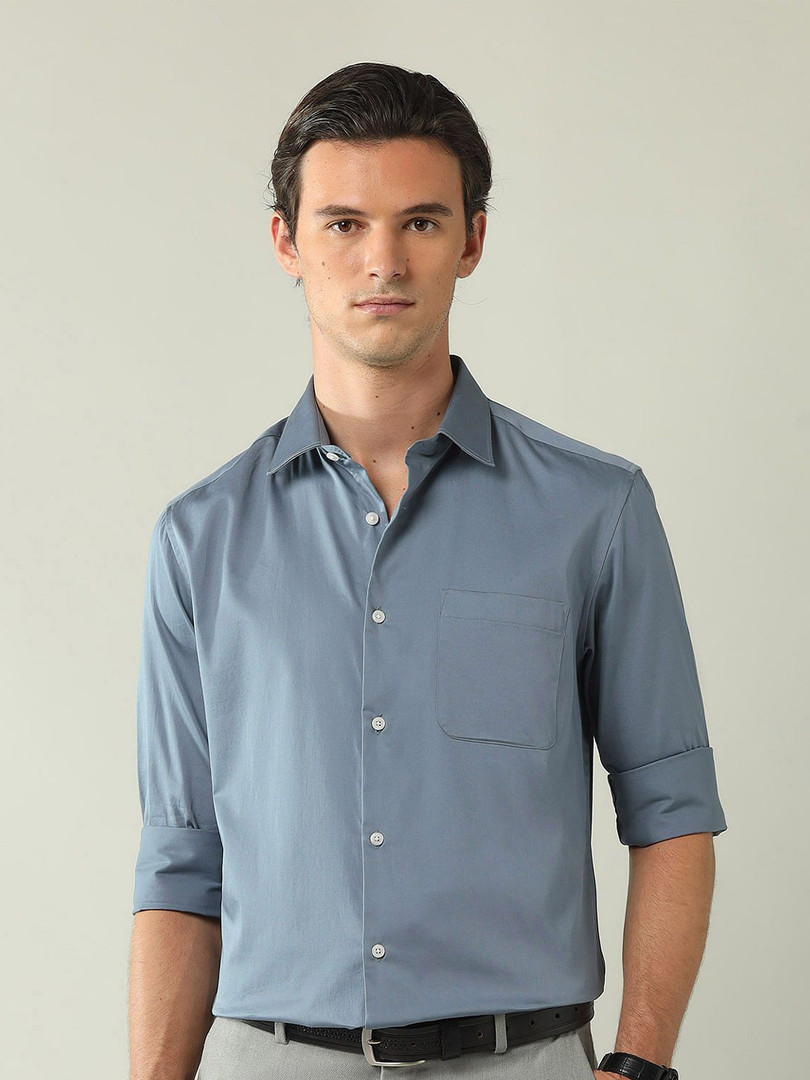 AD By Arvind Men Classic Satin Formal Shirt