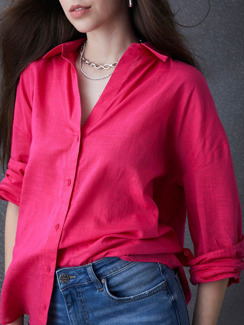 VOLTEDGE Women Oversized Opaque Striped Shirt
