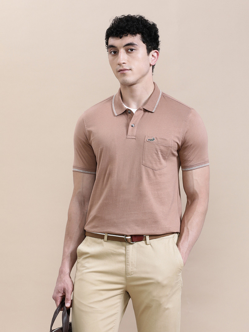 T-shirt Crocodile Men Solid Polo Collar Cotton Slim Fit T-Shirt