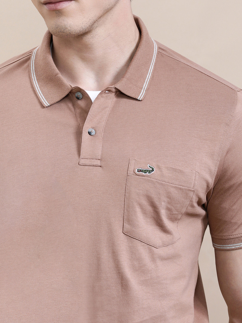 Crocodile Men Solid Polo Collar Cotton Slim Fit T-Shirt