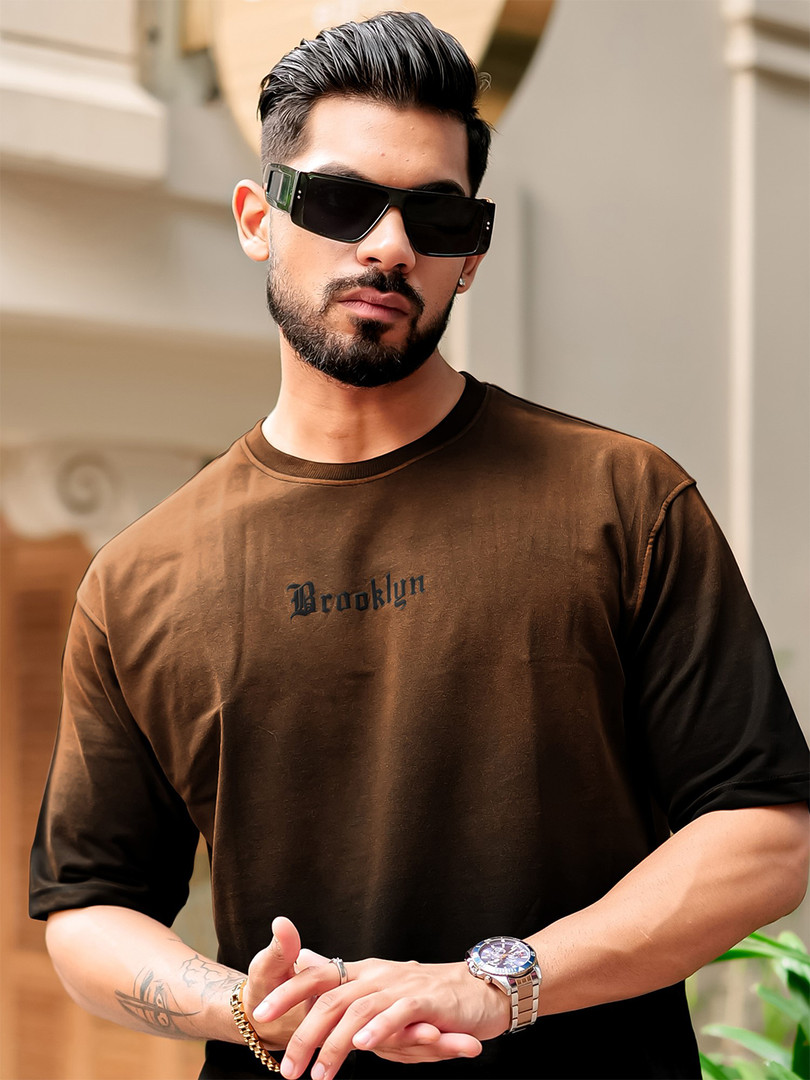 T-shirt Maniac Men Dyed Round Neck Cotton Oversized T-shirt