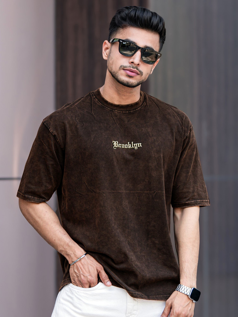 Maniac Men Washed Round Neck Cotton Relaxed Fit T-Shirt