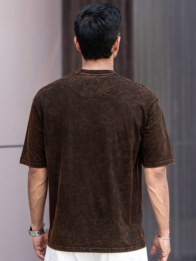 Maniac Men Washed Round Neck Cotton Relaxed Fit T-Shirt