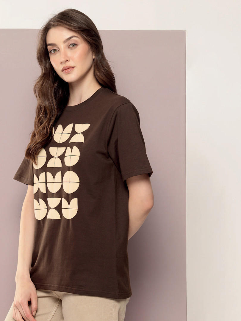 DILLINGER Womens Oversized Short Sleeves Puff Printed T-shirts
