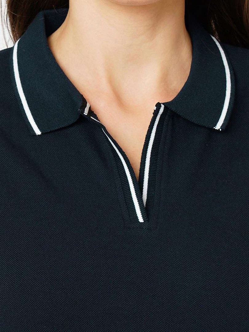 Wear Your Opinion Women Tipped Polo Collar Neck Half Sleeve T-shirt
