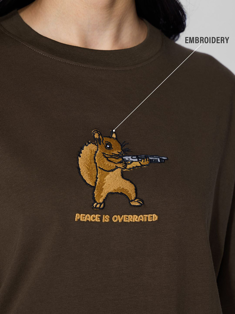 The Souled Store Women Oversized Fit Printed Brown T-Shirts
