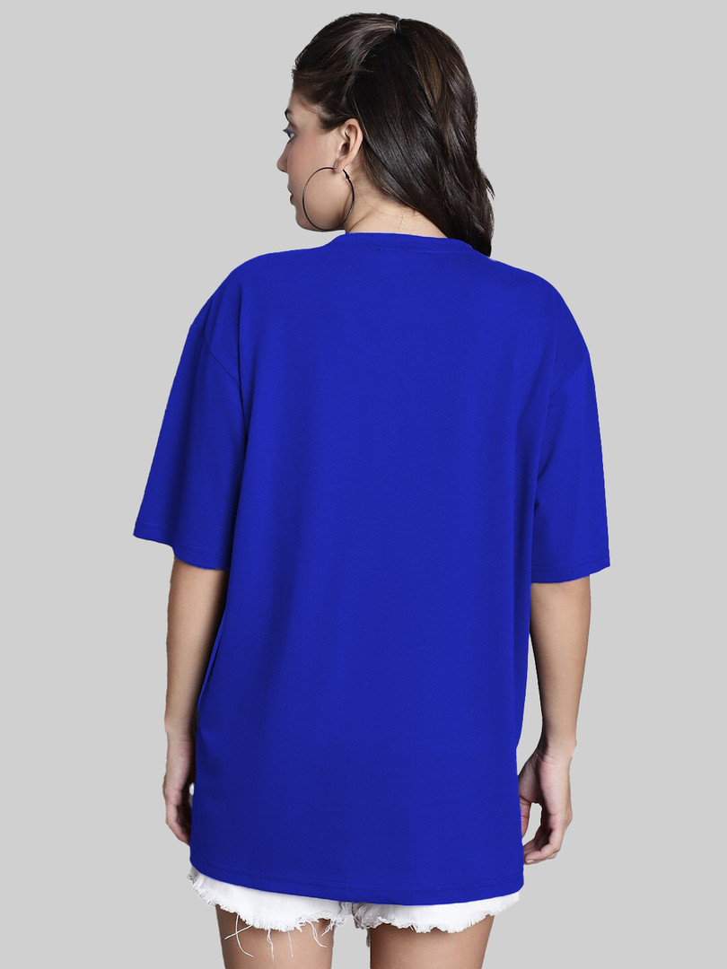Leotude Women Typography Printed Round Neck Cotton Oversized T-shirt