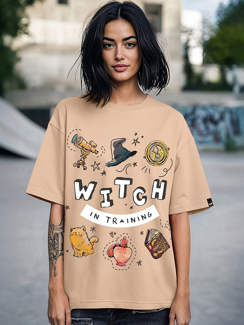 Bewakoof HARRY POTTER Harry Potter Printed Drop-Shoulder Sleeves Cotton Oversized T-shirt