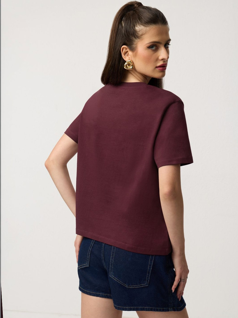 The Souled Store Women Printed Drop-Shoulder Sleeves T-shirt