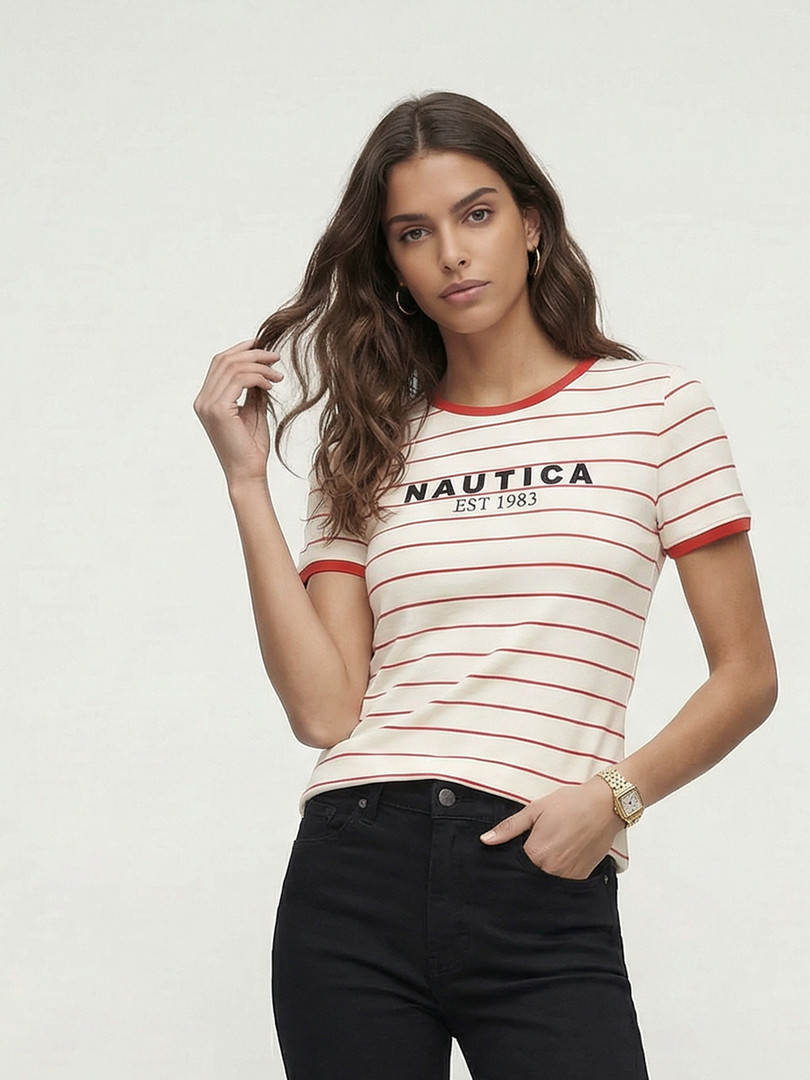 Nautica Slim Fit Striped Pure Cotton T-shirt