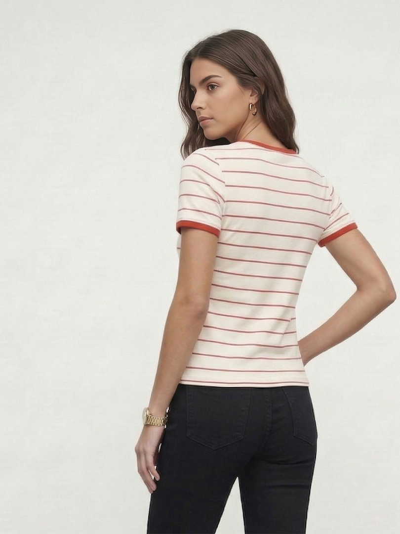 Nautica Slim Fit Striped Pure Cotton T-shirt