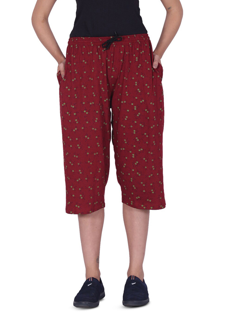 BAESD Pack Of 2 Printed Loose Fit Cotton Capris