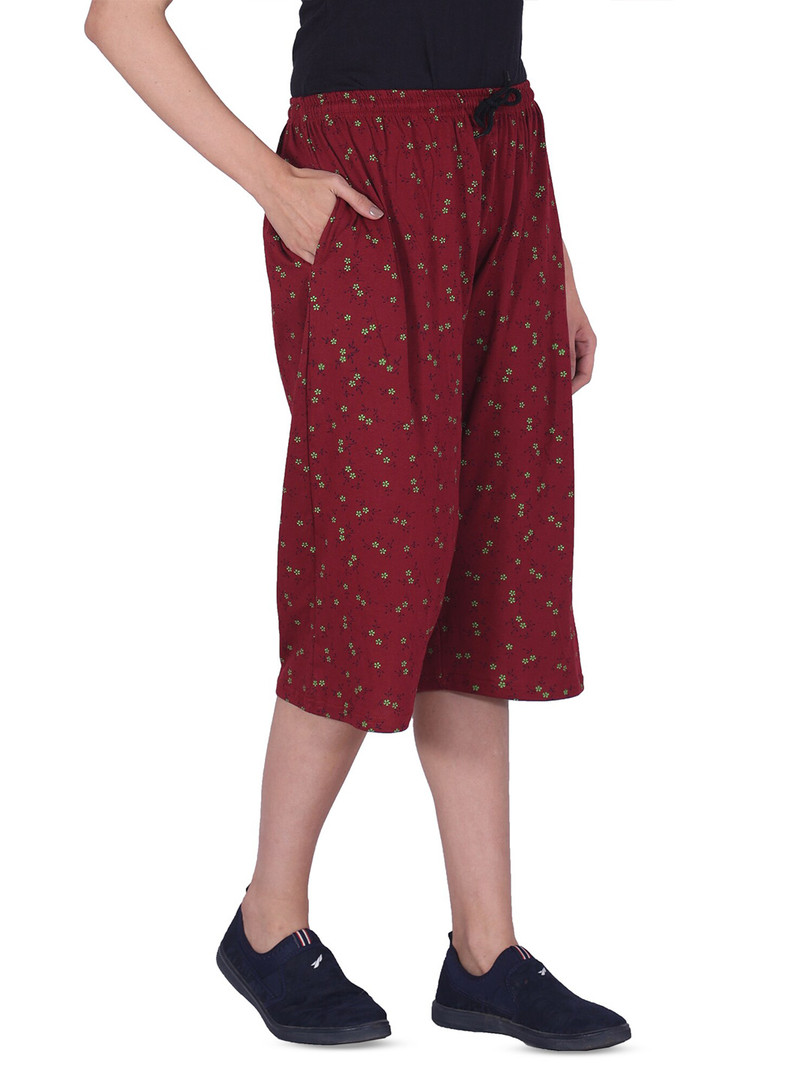 BAESD Pack Of 2 High-Rise Printed Loose Fit Pure Cotton Capris