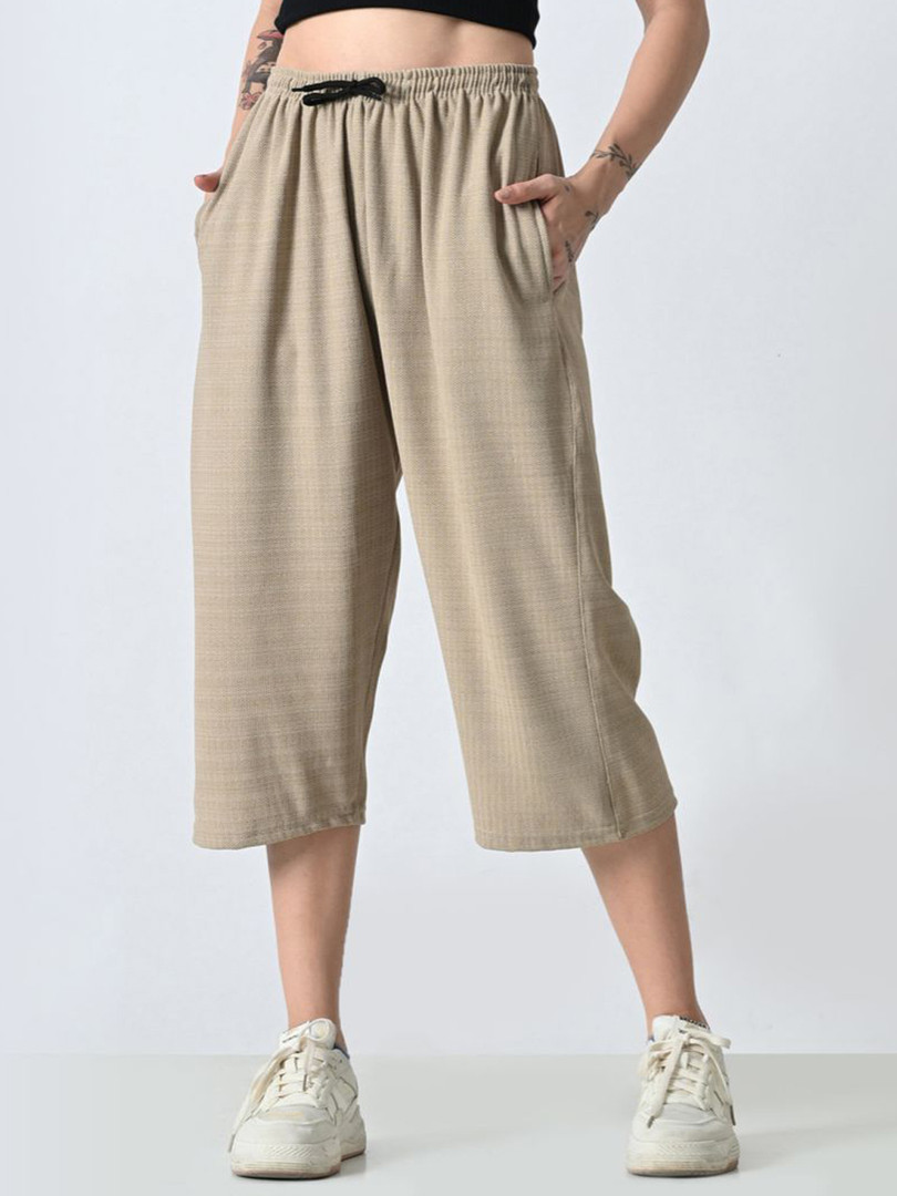BAESD Pack Of 2 Women Loose Fit High-Rise Capris