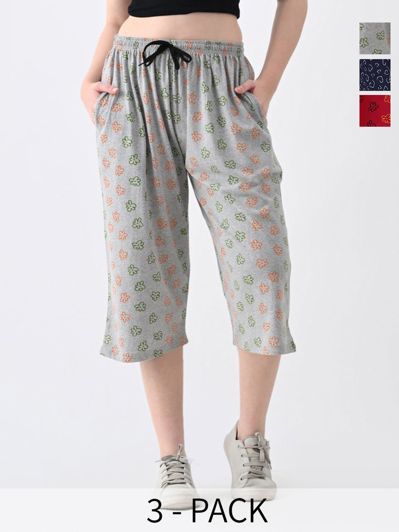 capri BAESD Women Pack Of 3 Printed Capris