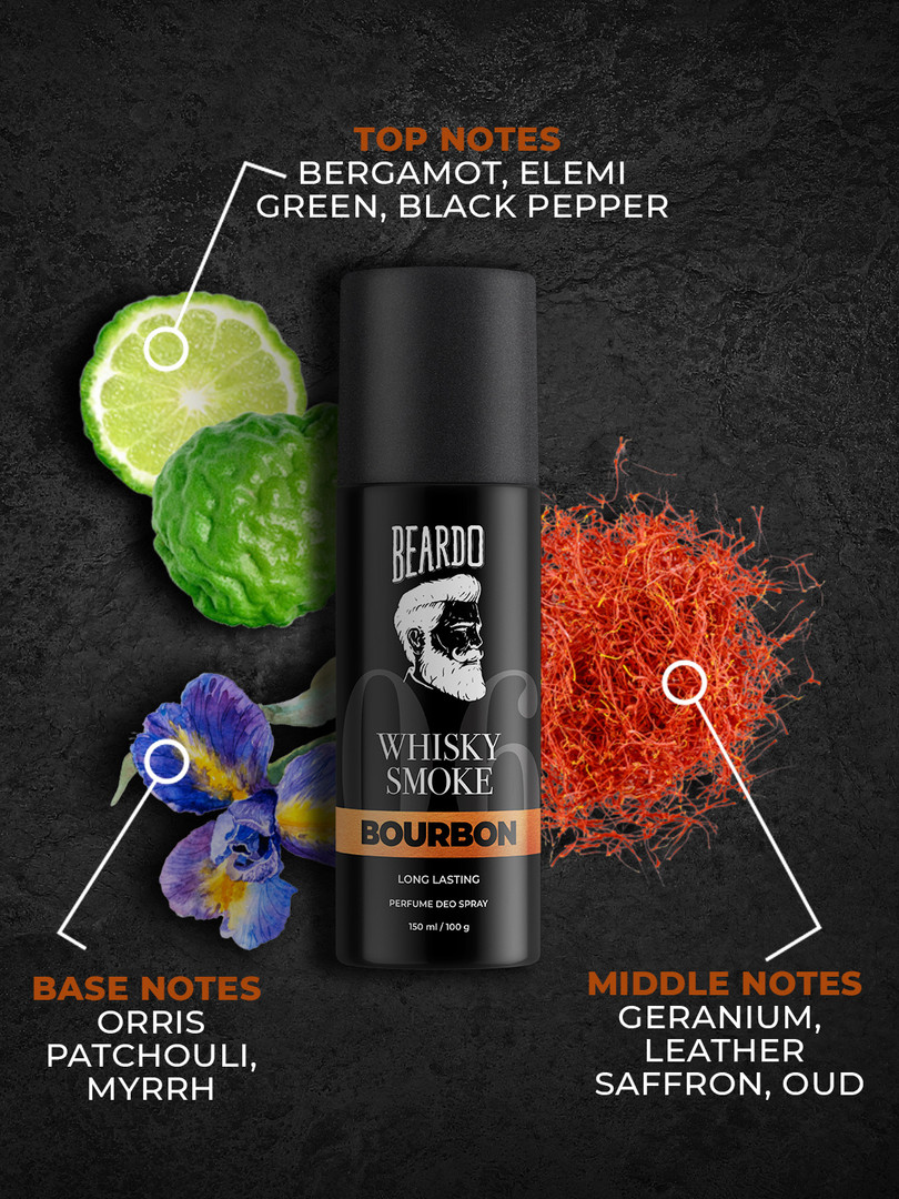 BEARDO Men Set of 3 Long Lasting Deo Spray 150ml/100g each - Bourbon + Pride + Glory