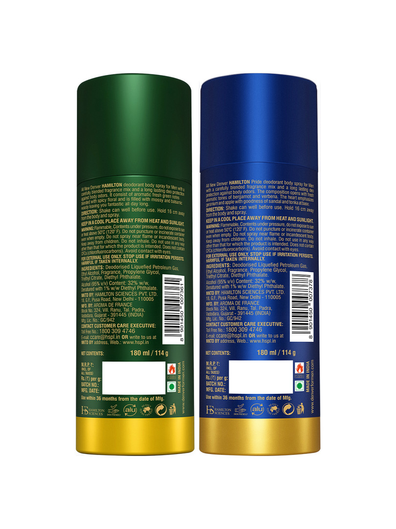 Denver Men Set of 2 Hamilton Pride Deodorant Body Sprays