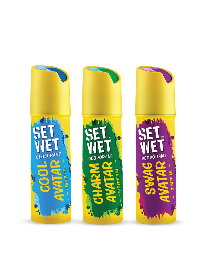 Set Wet Men Set of Cool - Charm & Swag Avatar Deodorant Body Spray Perfume - 150 ml Each