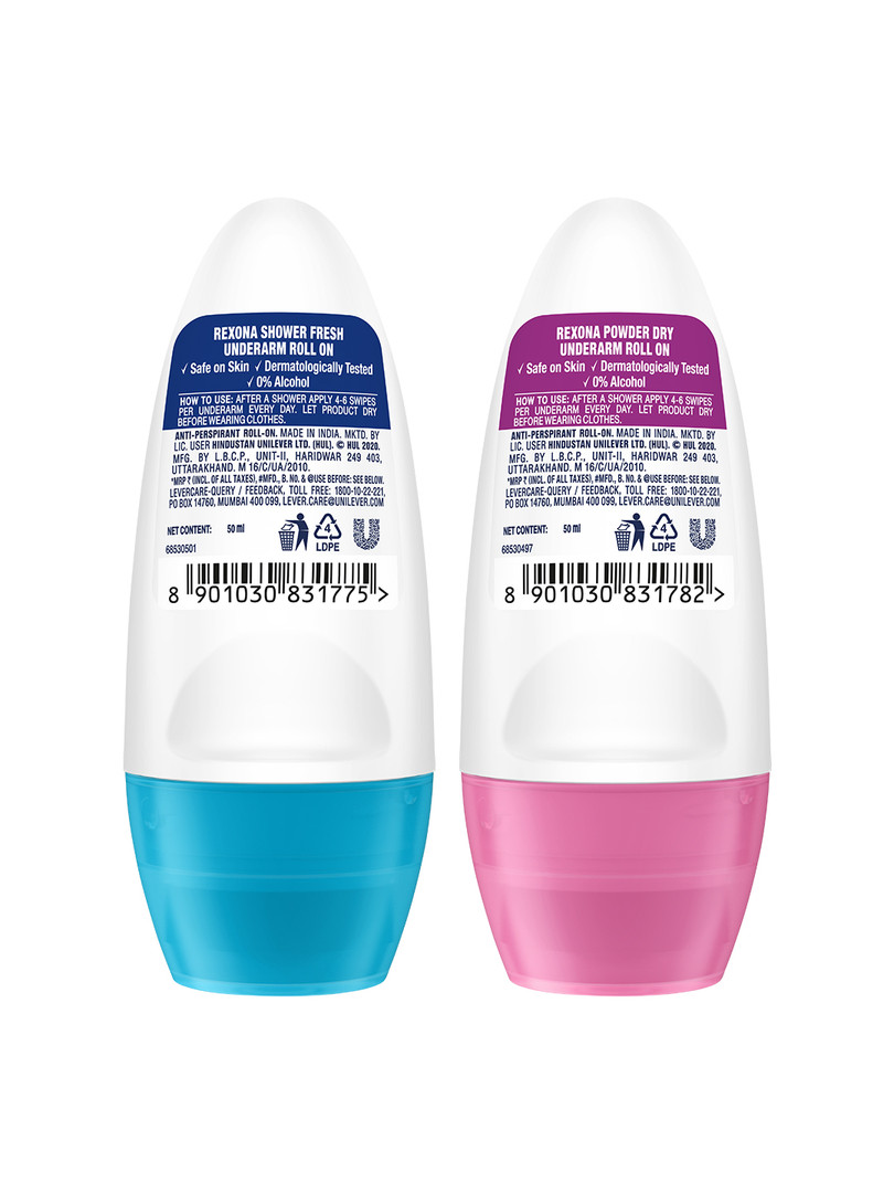 REXONA Set Of 2 Shower Fresh Underarm Roll On & Powder Dry Underarm Roll On For Women