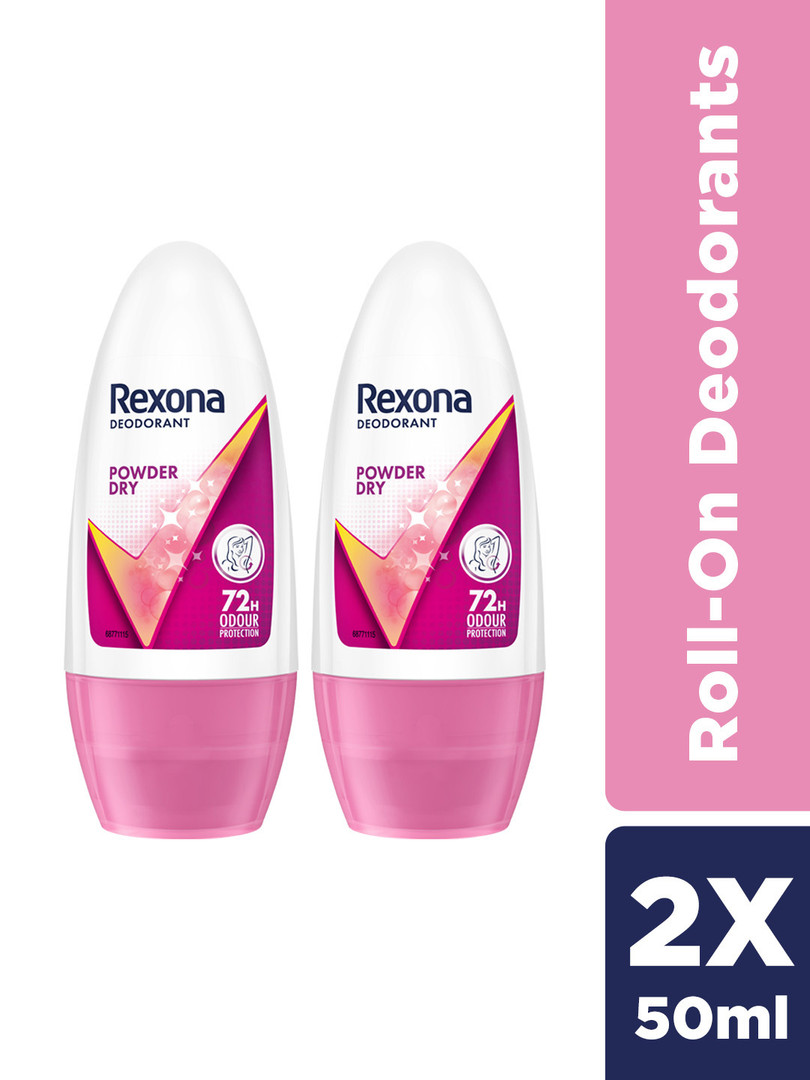 REXONA Rexona Women Set of 2 Powder Dry Underarm Roll On Deodorant - 50 ml each