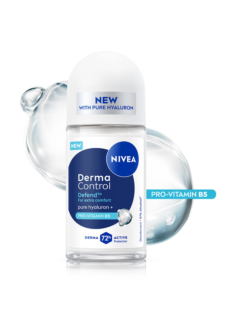 deodorant Nivea Women Derma Control Defend Underarm Roll-On with Hyaluron & Pro-Vitamin B5 - 50 ml