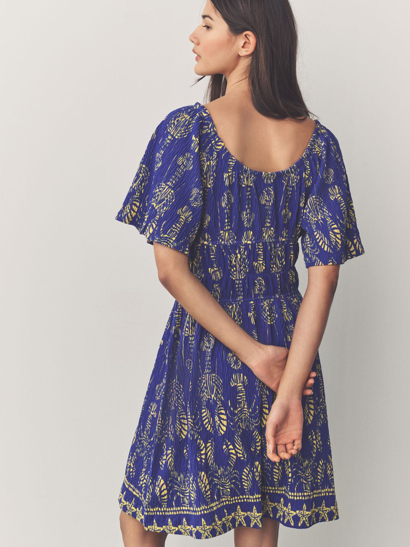 NEXT Printed Smocked Seersucker A-Line Dress