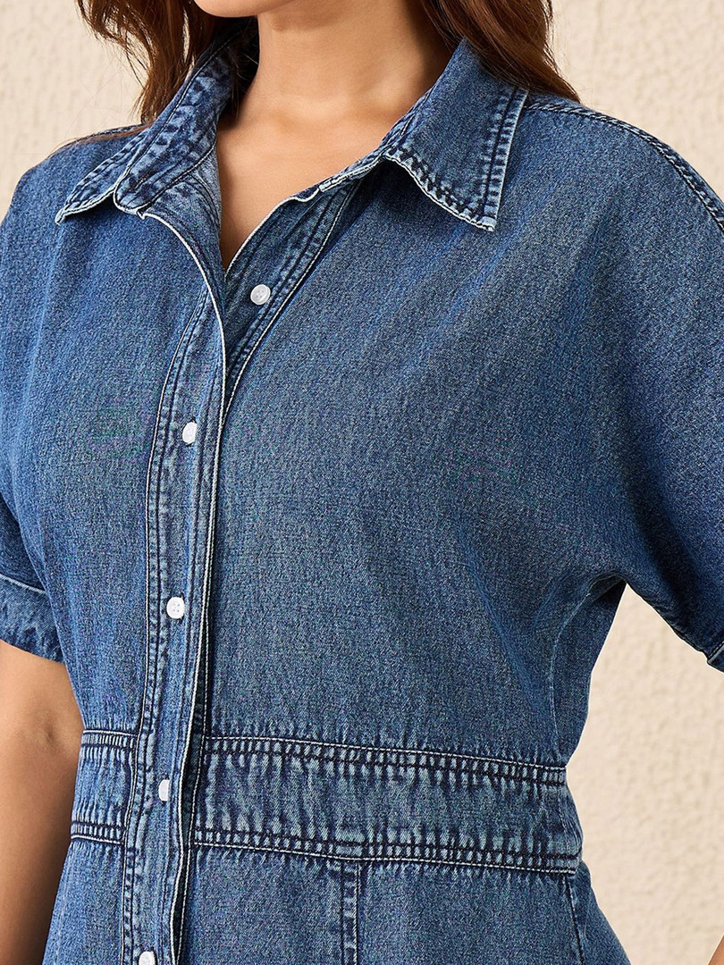 Chemistry Women Denim Shirt Midi Dress
