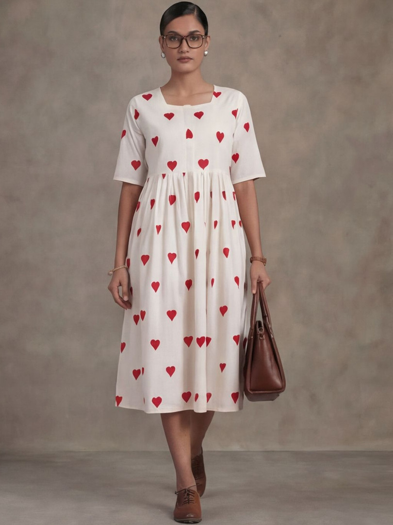 Navibhu Printed Round Neck A-Line Ethnic Dresses