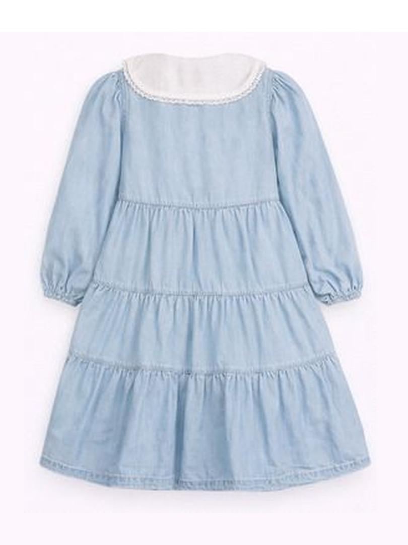 Gini and Jony Print Peter Pan Collar Puff Sleeve Denim Fit & Flare Dress