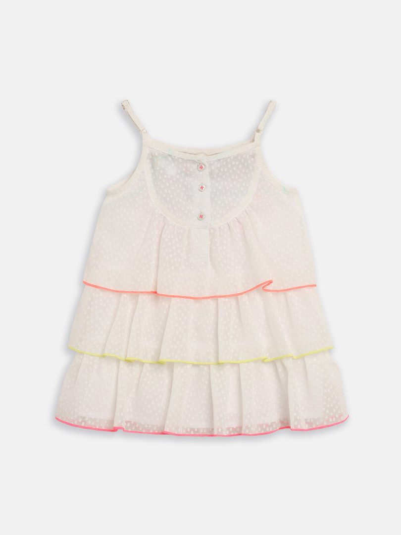 Nauti Nati Girls White Embroidered A-Line Dress