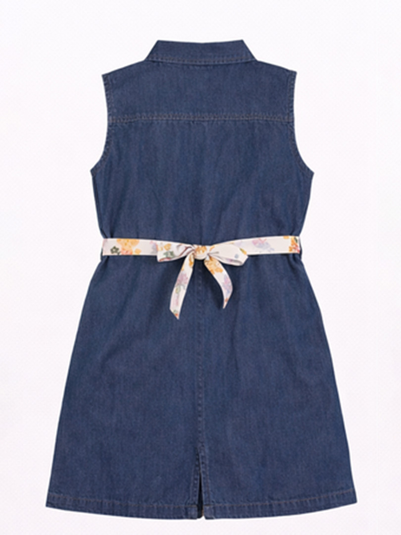 Gini and Jony Floral Applique Denim A-Line Dress