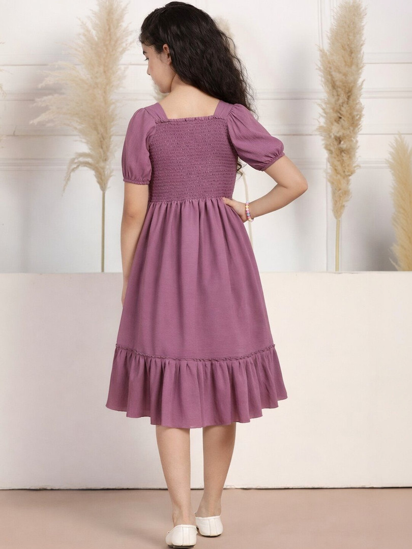 DEKLOOK Girls Square Neck Fit Flare Midi Dress