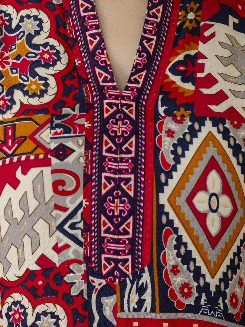 KALINI Printed Mandarin Collar Neck Tunic With Palazzo Co-Ords