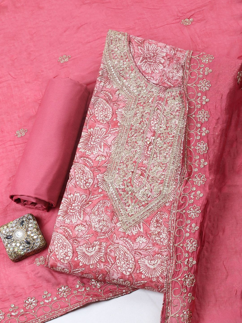 Meena Bazaar Printed Unstitched Dress Material