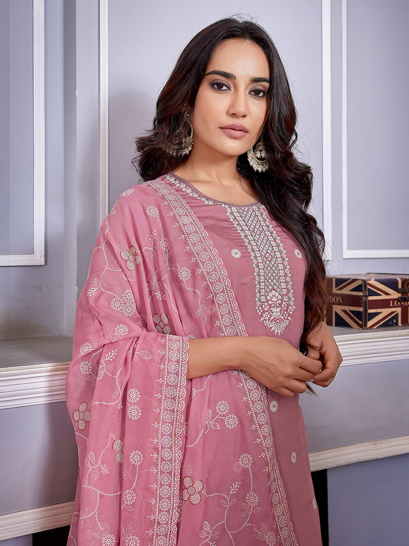 Royal Export Ethnic Motifs Embroidered Sequinned Kurta with Trouser & Dupatta
