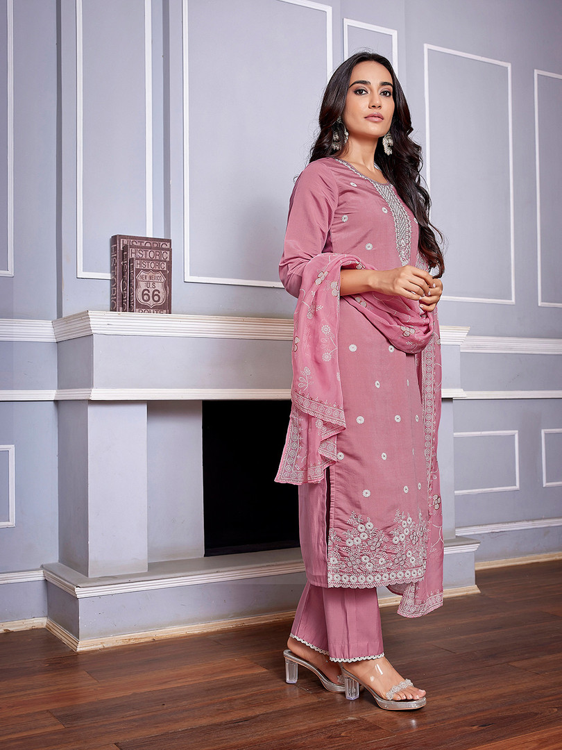 Royal Export Ethnic Motifs Embroidered Sequinned Kurta with Trouser & Dupatta