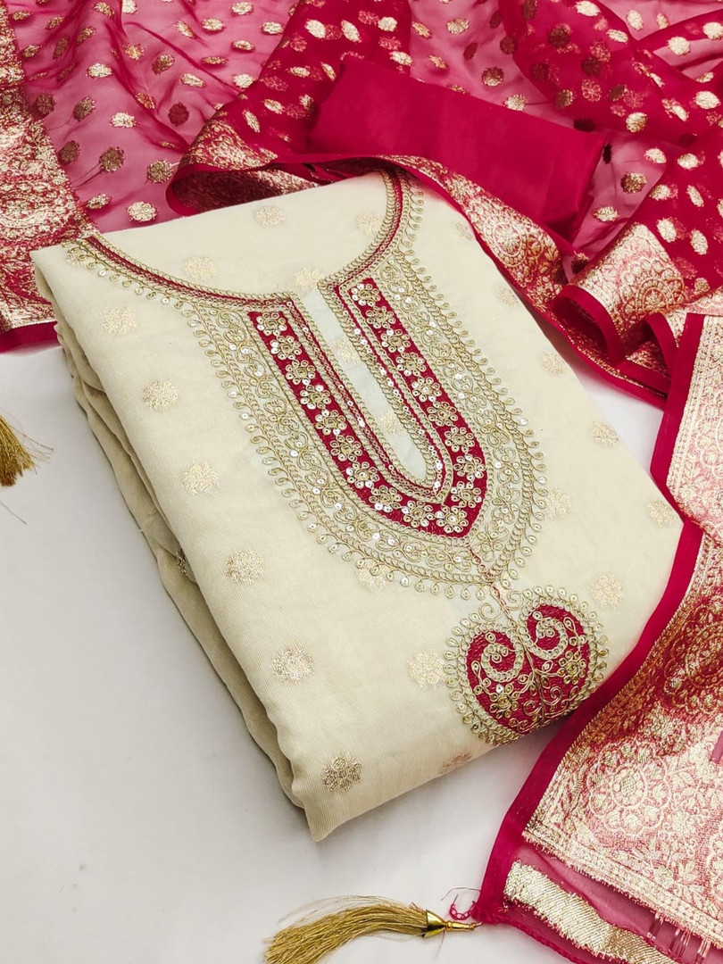 KALINI Embroidered Pure Cotton Unstitched Dress Material