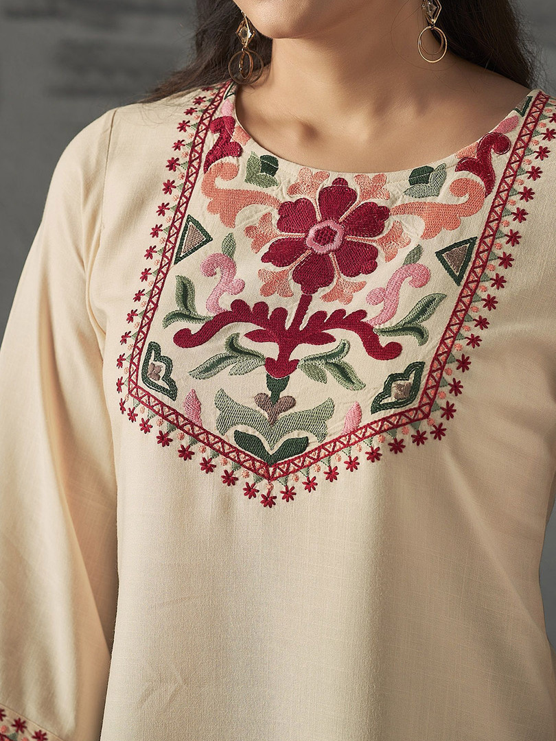 Anouk Floral Embroidered Liva A-Line Tunic