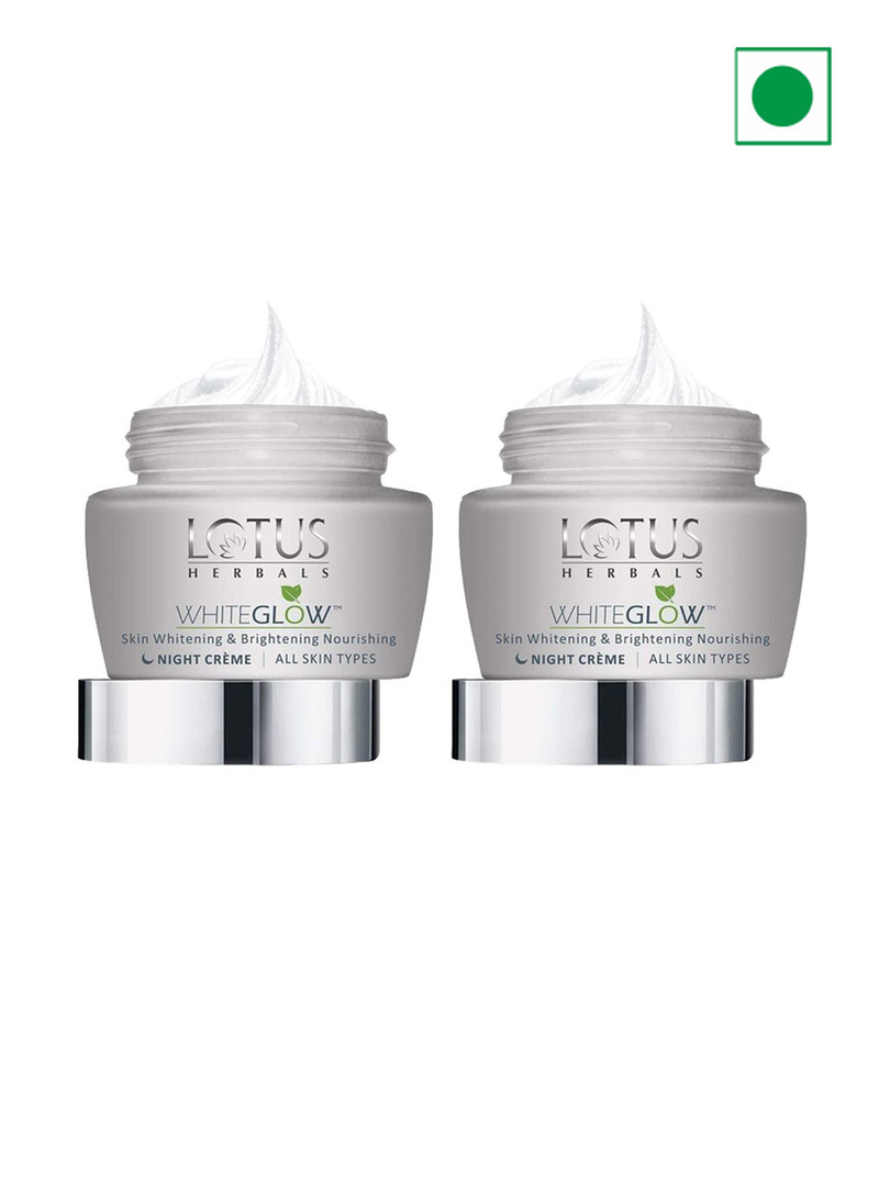 Lotus Herbals Whiteglow Set Of 2 Skin Whitening & Brightening Night Cream - 40g Each