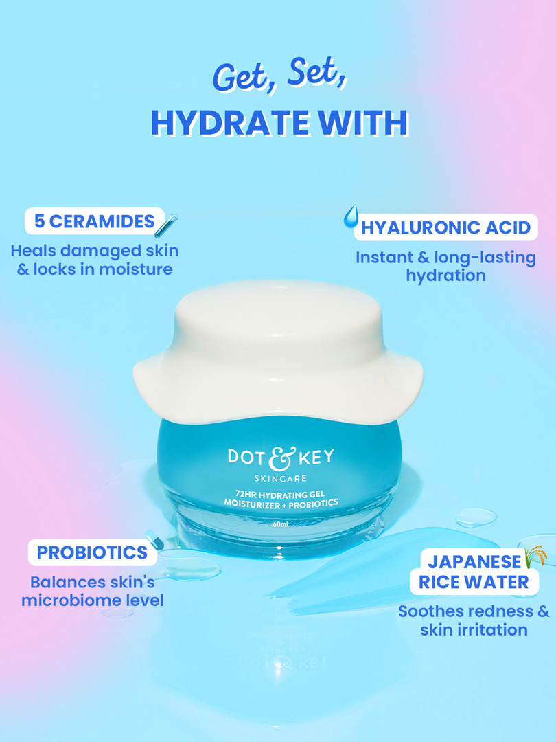 DOT & KEY 72Hr Hydrating Probiotics Oil-Free Gel Moisturizer with Hyaluronic Acid - 60ml