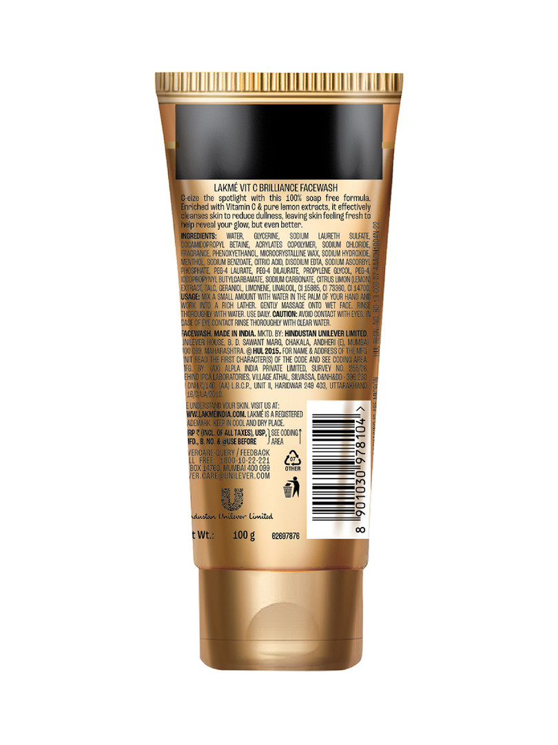 Lakme Vitamin C Brilliance Facewash with Vitamin C for Brighter Skin - 100g