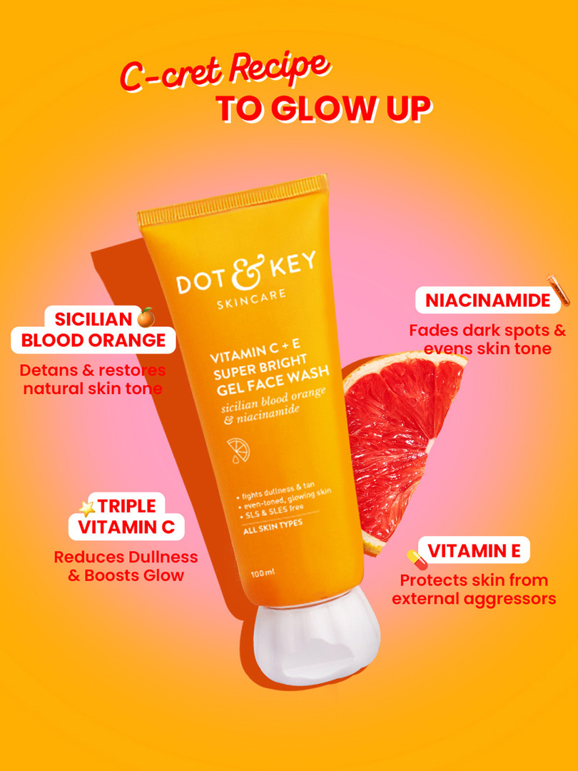DOT & KEY Sicilian Blood Orange Niacinamide Vitamin C&E Super Bright Gel Face Wash - 175ml