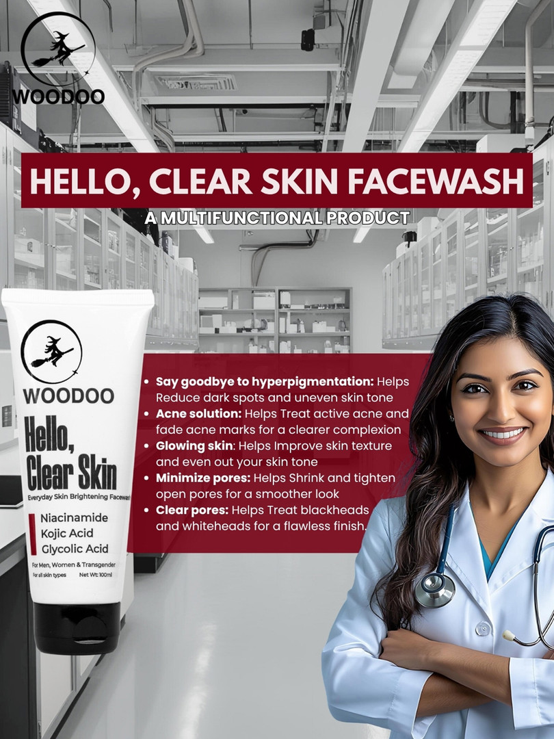 Woodoo Hello Clear Skin Everyday Skin Brightening Face Wash With Niacinamide 100ml
