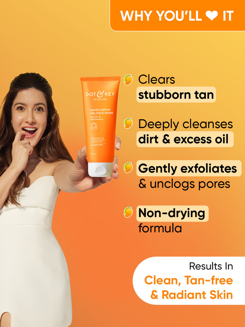 DOT & KEY Mango Detan Gel Face Wash With Glycolic & Lactic - 100ml
