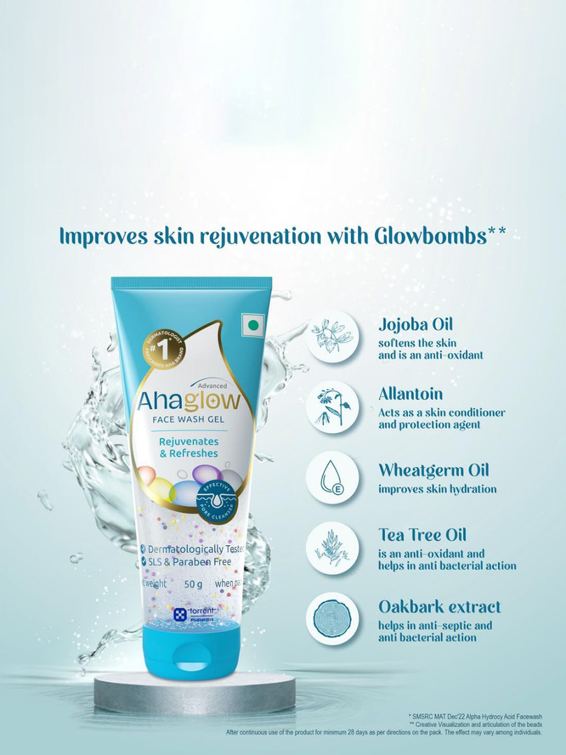Ahaglow 1% Glycolic Acid Advanced Face Wash Gel - 50 g
